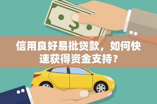 枞阳信用良好易批贷款，如何快速获得资金支持？