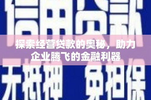 枞阳探索经营贷款的奥秘，助力企业腾飞的金融利器