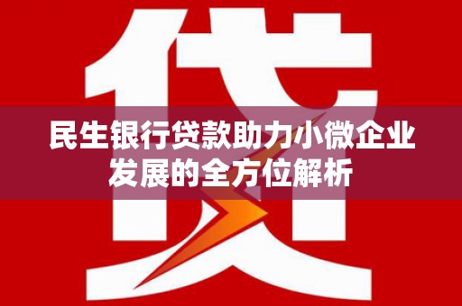枞阳民生银行贷款助力小微企业发展的全方位解析