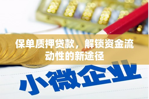 枞阳保单质押贷款，解锁资金流动性的新途径