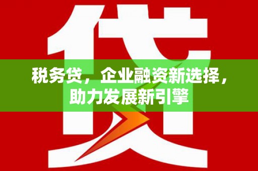 枞阳税务贷，企业融资新选择，助力发展新引擎